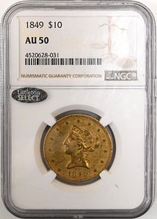 1849 NGC AU 50 Ten Dollar Gold Liberty
