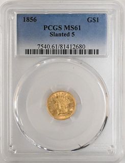 1856 PCGS MS 61 One Dollar Gold Type 3