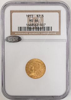 1913 NGC MS 64 2½ Gold Indian