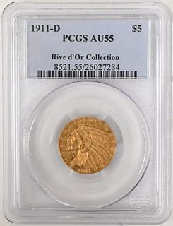 1911 S PCGS AU 55 Five Dollar Gold Indian