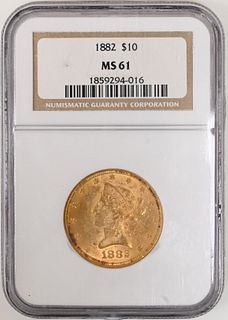 1882 NGC MS 61 Ten Dollar Gold Liberty