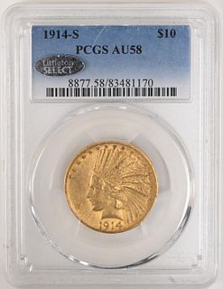 1914 S PCGS AU 58 Ten Dollar Gold Indian