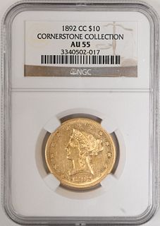 1892 CC NGC AU 55 Ten Dollar Gold Coin from the Cornerstone Collection
