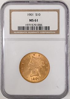1901 NGC MS 61 Ten Dollar Gold Liberty