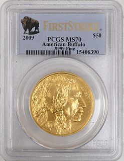 2009 PCGS MS 70 $50 Gold Buffalo First Strike One Ounce, uncirculated