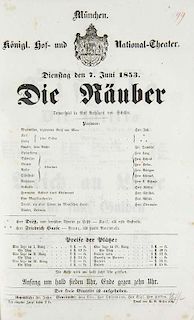 Sammlung mit 240 Theaterzetteln und Bekanntmachungen des Koeniglichen Hof- und National-Theaters in Muenchen des Jahres 1853.