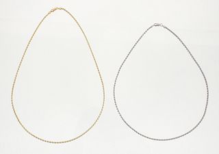 Two 18K Gold Spiga Chain Necklaces