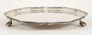 Walker and Hall Sheffield Sterling Piecrust Edge Footed Tray 