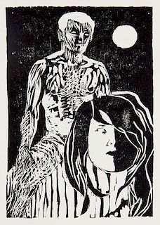Wilde, OscarThe Sphinx Mit 9 Holzschnitten von Melvin. Mindelheim, Drei Koenig Presse 1969. 38 S., 2 Bll. Illustr. Oppbd.