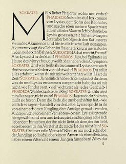 PlatonPhaidros. In der UEbertragung von Rudolf Kassner. Titelinschrift und Initialen von E.R. Weiß, Druck in Rot- und Schwa