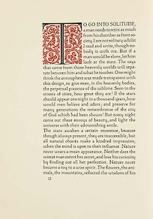 Emerson, Ralph WaldoNature. Mit Titel und 8 Initialen in Rot-Schwarz-Druck gestaltet von Anna Simons. Mueunchen, Bremer Pres