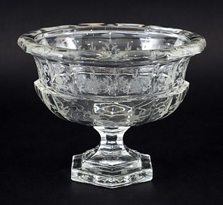 Tiffany and Co. Biedermeier Pattern Glass Compote 