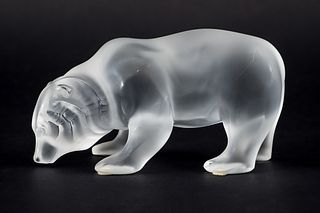 Lalique Ursus Frosted Glass Bear Figure   