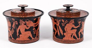 Pair of 19th cent Giustiniani Red Figure Fruit Coolers