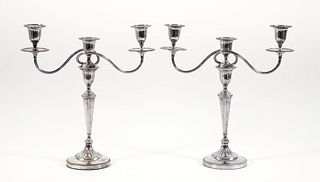 Pair of Weighted Silver Plate Candelabra 