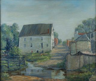 Clifford Adams Bayard Oil on Canvas Scene with Mill