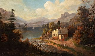 Attrib Henry Boese Hudson River Landscape Oil