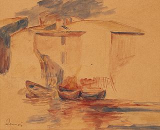 Pierre-Auguste Renoir Maisons Au Bord Watercolor