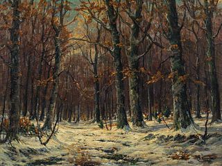Edward R. Sitzman Wooded Winter Landscape 1929 oil