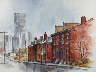 Cynthia Cooley 1976 watercolor Pittsburgh Skyline