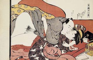 Shunga. 2 Bde. Mit insg. 99 Tafeln mit expliziten erotischen Farbholzschnittdarstellungen. Tokyo, Gakken, 1991. 36 Bll. 36 Bl