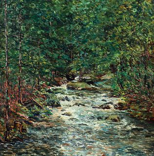 William J. Hyett Impressionistic Woods Oil Ptg