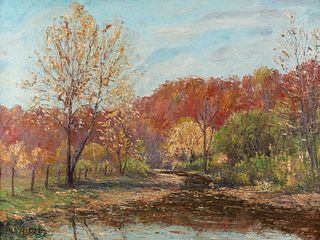 Ira McDade Autumnal Landscape Oil on Board