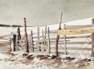 Charles Pitcher Fenced In Watercolor 1979