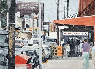 Charles Pitcher The Strip Penn Ave Watercolor 1984