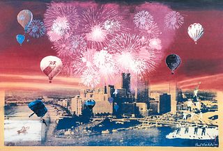 Paul Warhola Pittsburgh Skyline 1994 Signed Print
