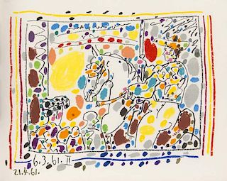 Sabartes, JaimeA los toros mit Picasso. Mit 103 Abb. und 4 (1 farb.) Original-Lithographien von Pablo Picasso. Monte-Carlo,