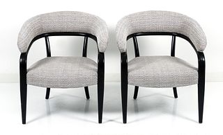 Pair of Ebonized Bentwood Upholstered Chairs