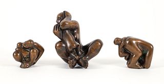 Lisa Cairns Group of 3 Mother and Child Bronze Figures