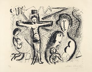 Marc Chagall Christ With Family 1959 Signed Lithograph