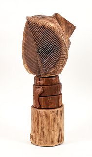 Thad Mosley Untitled carved cherry and walnut sculpture 