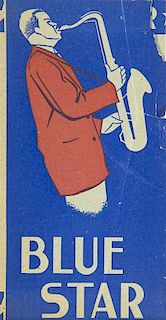 (Barcley, Eddie (Hg.))
Faltprogramm des franzoesischen Jazz-Labels Blue Star. Paris, um 1953. Illlustr. Leporello. 6 Bl. Kl. 