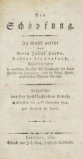 Haydn, JosephDie Schoepfung. In Musik gesetzt von Herrn Joseph Haydn, Doktor der Tonkunst, Kapellmeister in wirklichen Diens