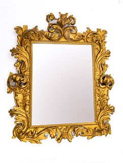 Florence, Italy, Gold Leaf, Carved Wood Wall Mirror, C. 1920, H 48'' W 40''