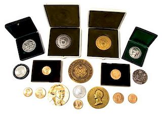 A Collection of Seventeen Commerative Coins and Medals Largest diameter 2 1/2 inches