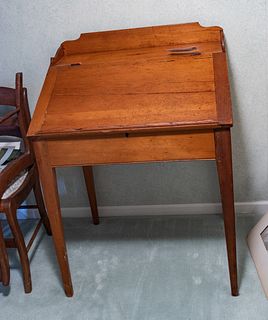American Pine Schoolmaster Desk, 19Th C H 40 W 29 D 24