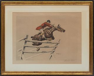 Francisque Rebour (French, 19/20Th C.) Hand-Colored Lithograph On Paper, C. 1935, H 15", W 21"