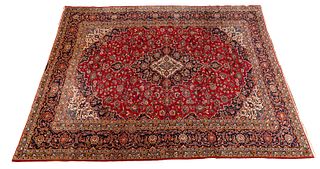 Persian Kashan Handwoven Wool Rug, W 8' 10'' L 11' 7''