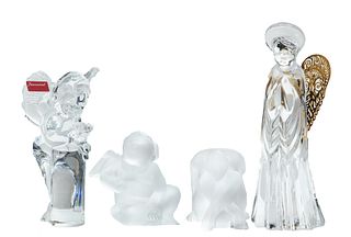 LaLique Glass Cupids & Nude Figure, Baccarat Angel, 2.5" - 3" 4 pcs