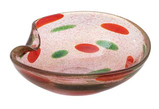 Murano , 1912-2007 Glass Bowl, Alfredo Barbini, H 3'' Dia. 9.5''