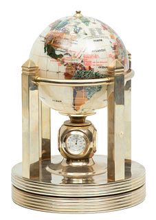 Globe Of World Over Quartz Clock H 11'' Dia. 8''
