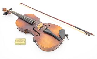 Student Violin And Bow C. 1920, 2 pcs