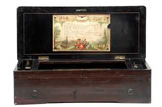 Music Box, C. 1900, H 6'' W 20.25'' Depth 8.5''
