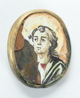 Old Russian Enamel Icon 'Iconic-Saints 3.5cm As Is