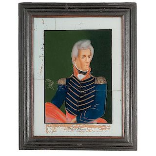 Reverse Painted American Portraits Including Andrew Jackson and Daniel Webster