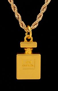 Chanel Gold-Tone Metal No 5 Parfum Bottle Necklace